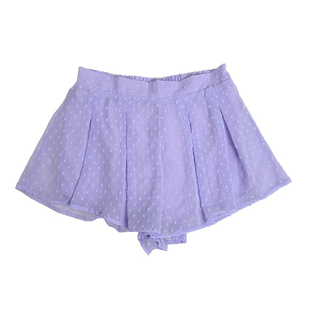 SHEIN Swiss Dot Skort M Lavender Purple Pleated Mini Skirt Shorts Soft Girl